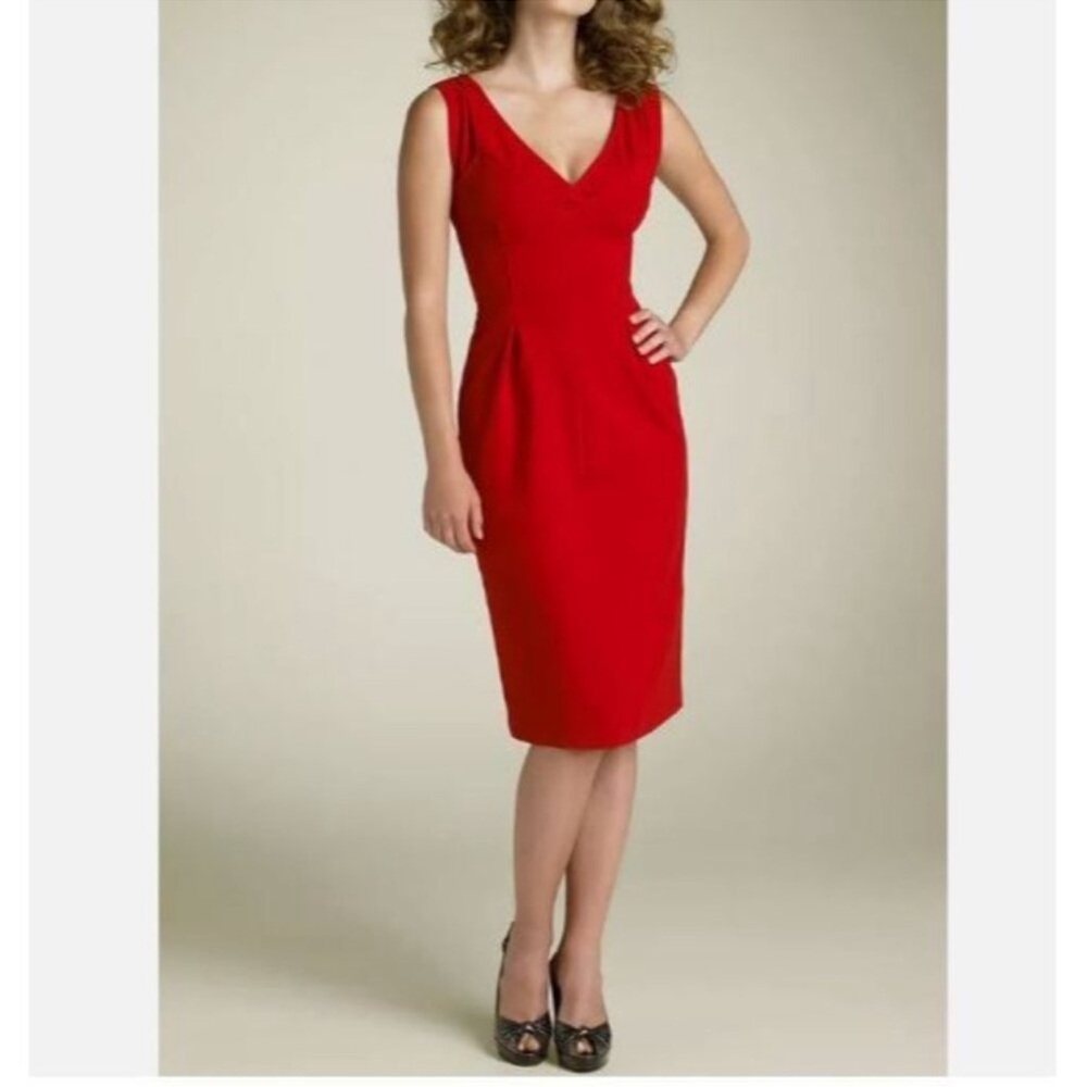 Red Diane Von Furstenberg Duke Knee-Length V-Neck Dress